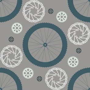 Bike parts polka dots--blackend teal and gray