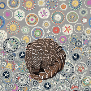 pangolin mandala 18 inch pillow front