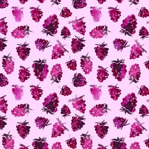 Watercolor blackberries on pink || berry pattern for kids