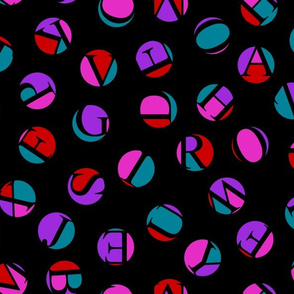 ditsy alphabet dots, mad colors