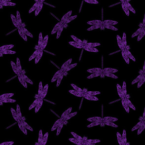 Tribal Purple Dragonfly on Black