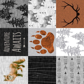 Gender Neutral - Adventure Awaits Fox Quilt - Rust Black And Grey - ROTATED