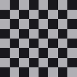 JP23 - Large - Checkerboard in One Inch Squares of Charcoal Black and Light Grey