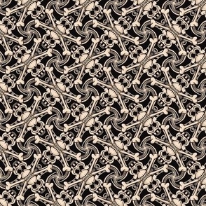 ★ SKULL PLAID ★ Black & White - Small Scale / Collection : Pirates Tessellations - Skull and Crossbones Prints