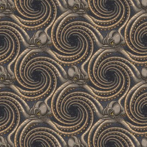 ★ KRAKEN ' ROLL ★ Slate Black - Tiny Scale / Collection : Kraken ' Roll – Steampunk Octopus Print