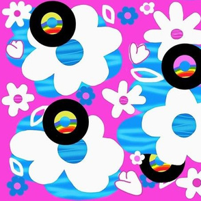 Groovy Records & Rainbows / Retro Floral   