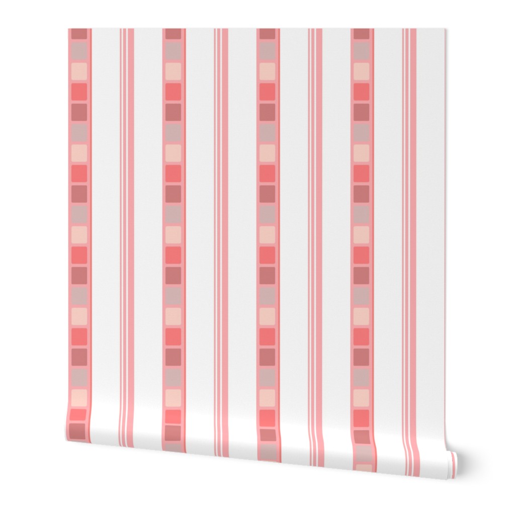 Coral Blush Pink Geometric Stripe