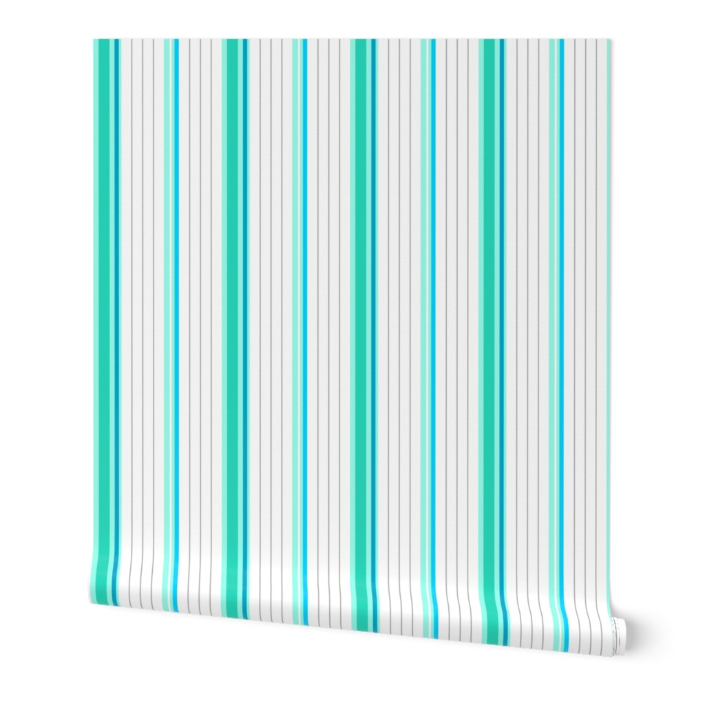 Mint and Teal Blue Striped Stripe