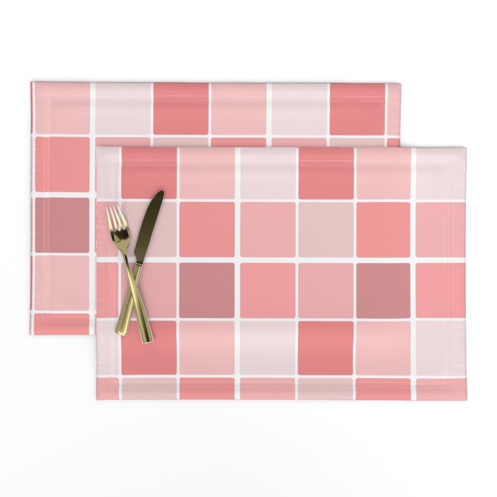 Coral Blush Pink Grid of Squares