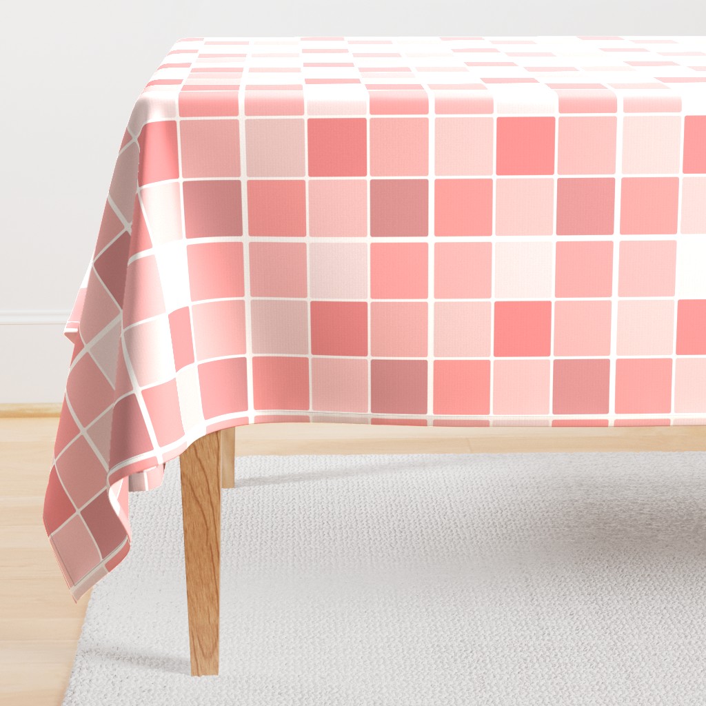 Coral Blush Pink Grid of Squares