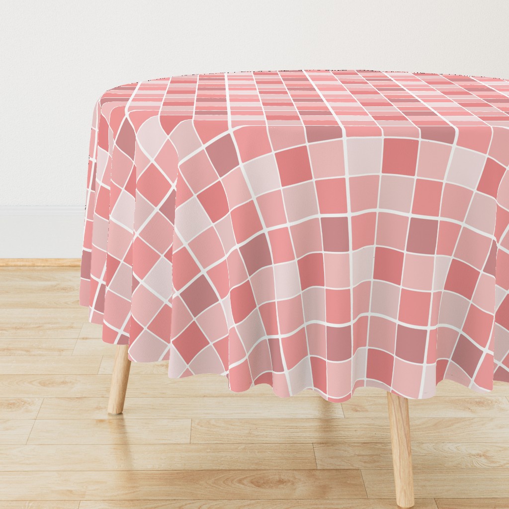 Coral Blush Pink Grid of Squares