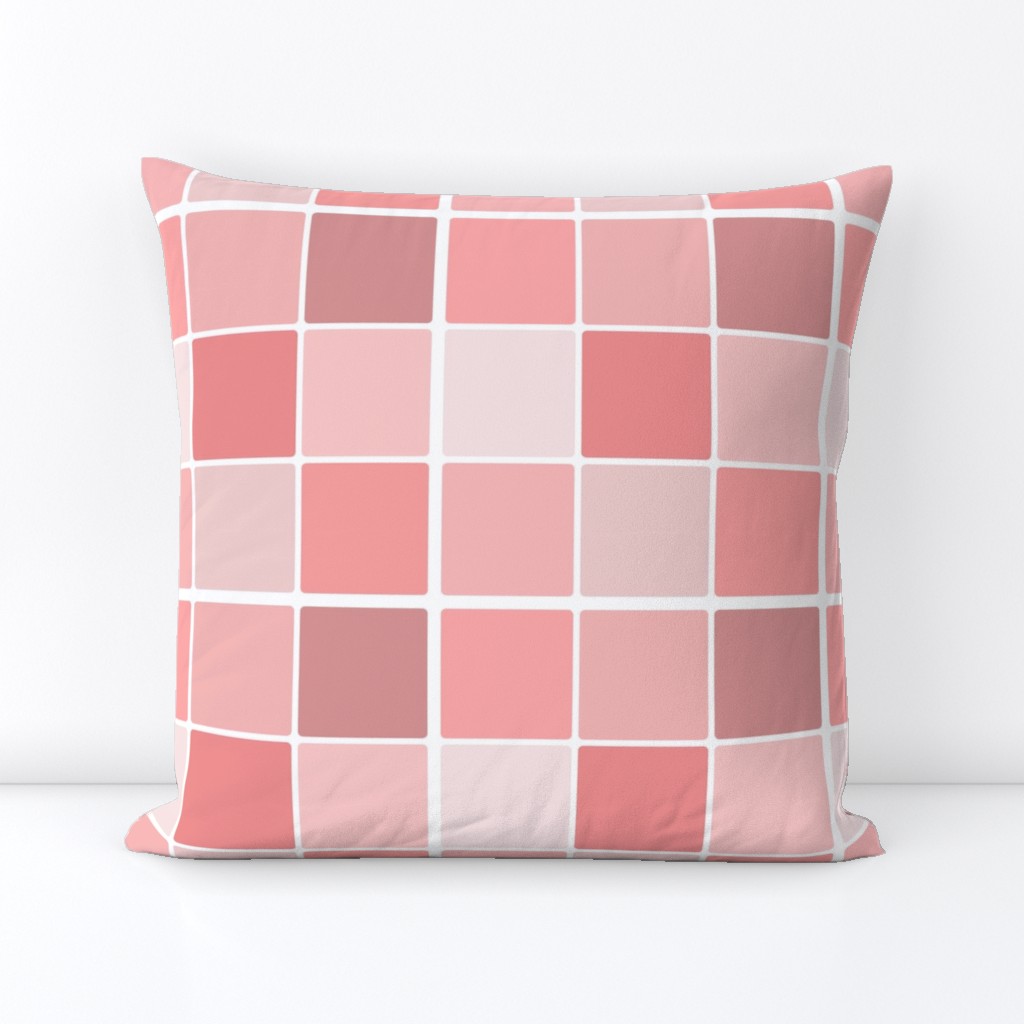 Coral Blush Pink Grid of Squares