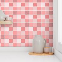 Coral Blush Pink Grid of Squares