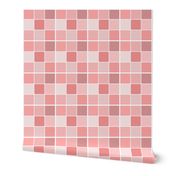 Coral Blush Pink Grid of Squares