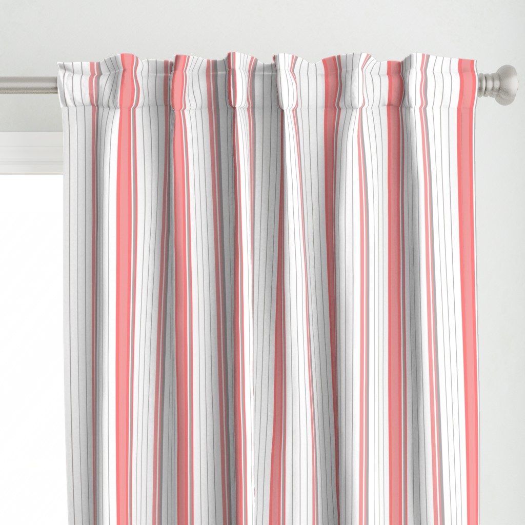 Coral Pink & Gray Striped Stripe