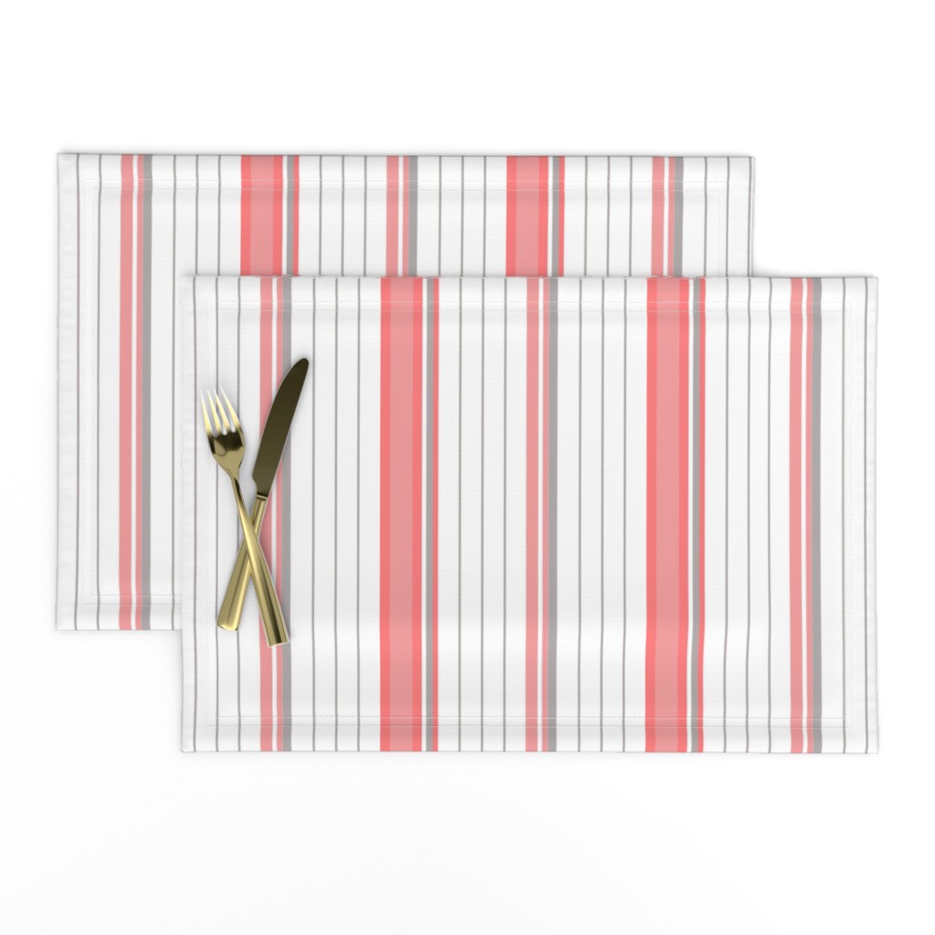 Coral Pink & Gray Striped Stripe