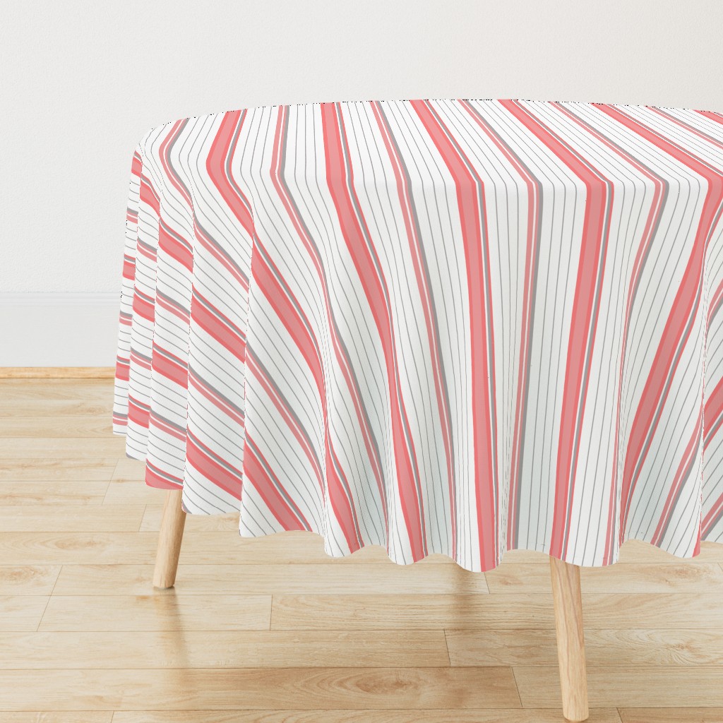 Coral Pink & Gray Striped Stripe