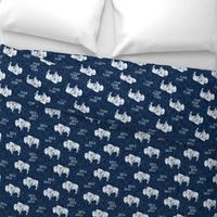 distressed buffalo on dark blue  linen