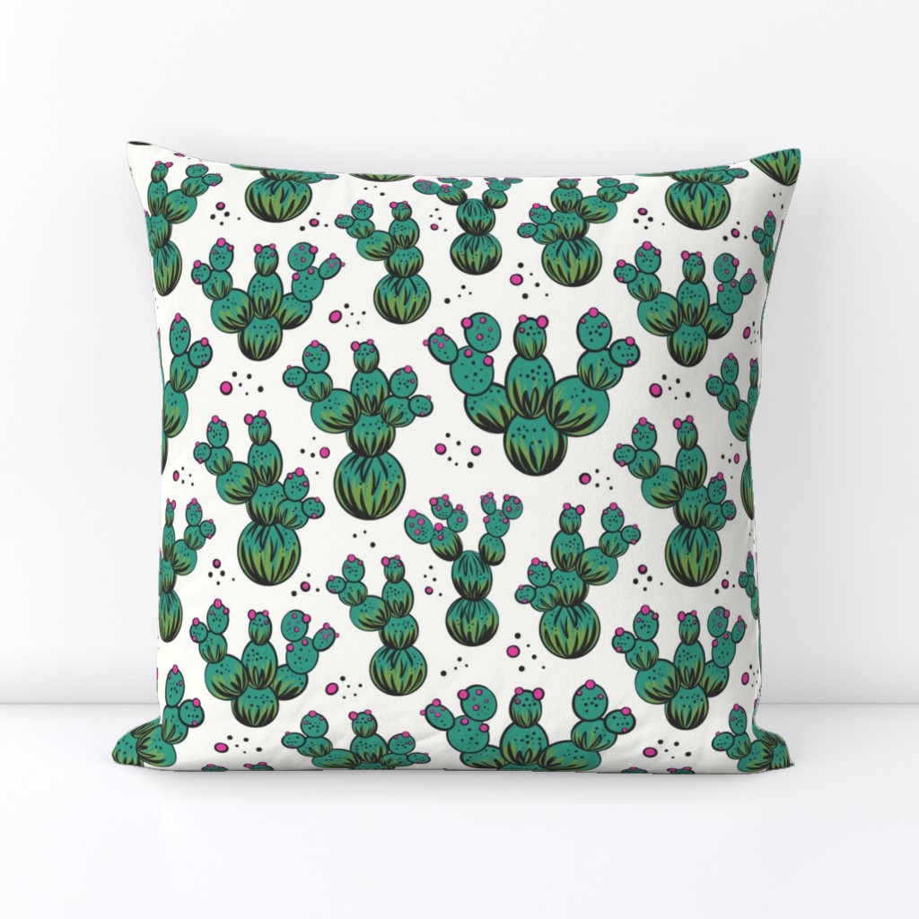 circle and dot cacti - white