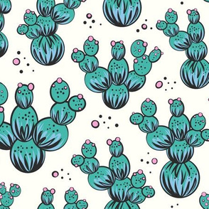 circle and dot cacti - aqua