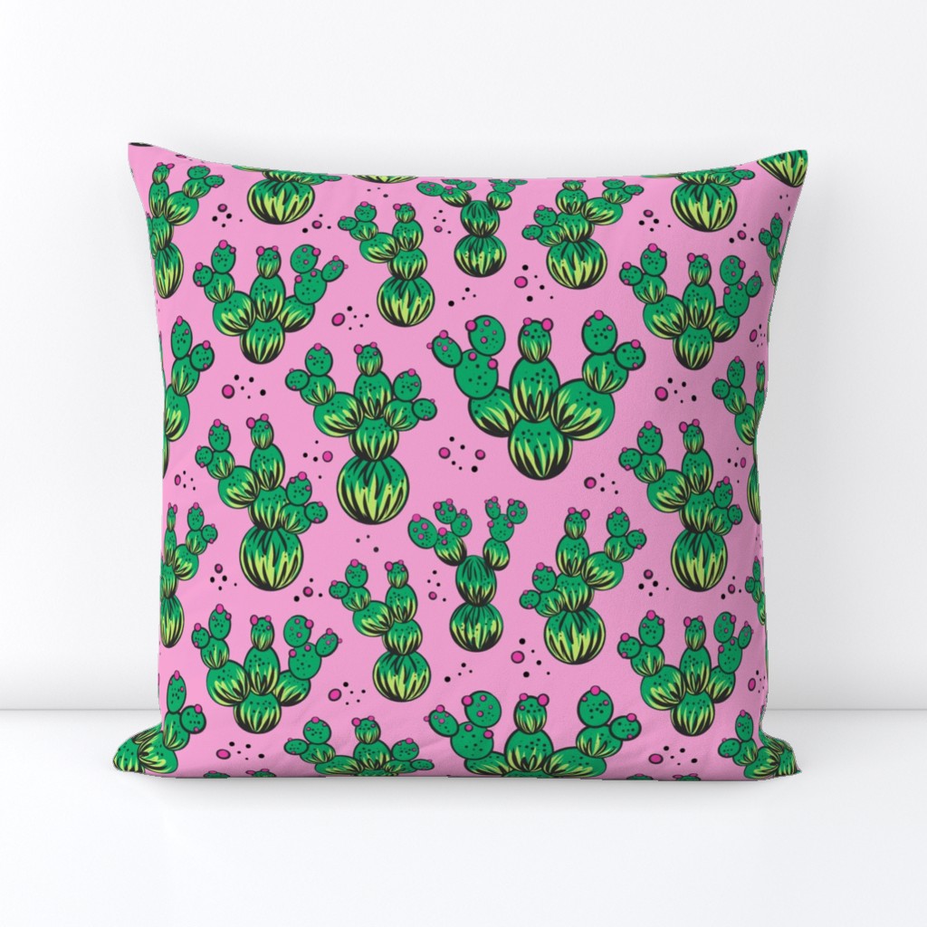 circle and dot cacti - pink & brighter green