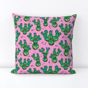 circle and dot cacti - pink & brighter green