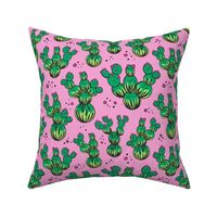 circle and dot cacti - pink & brighter green