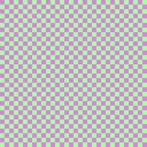 JP25 - Checkerboard in Quarter Inch Squares of Lavender Lilac and Limey Mint Green Pastel