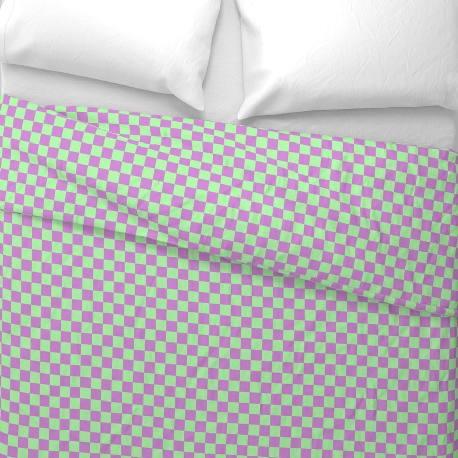 JP25 - Checkerboard in One Inch Squares of Lavender Lilac and Mint Green Pastel