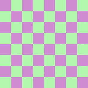 JP25 - Checkerboard in One Inch Squares of Lavender Lilac and Mint Green Pastel