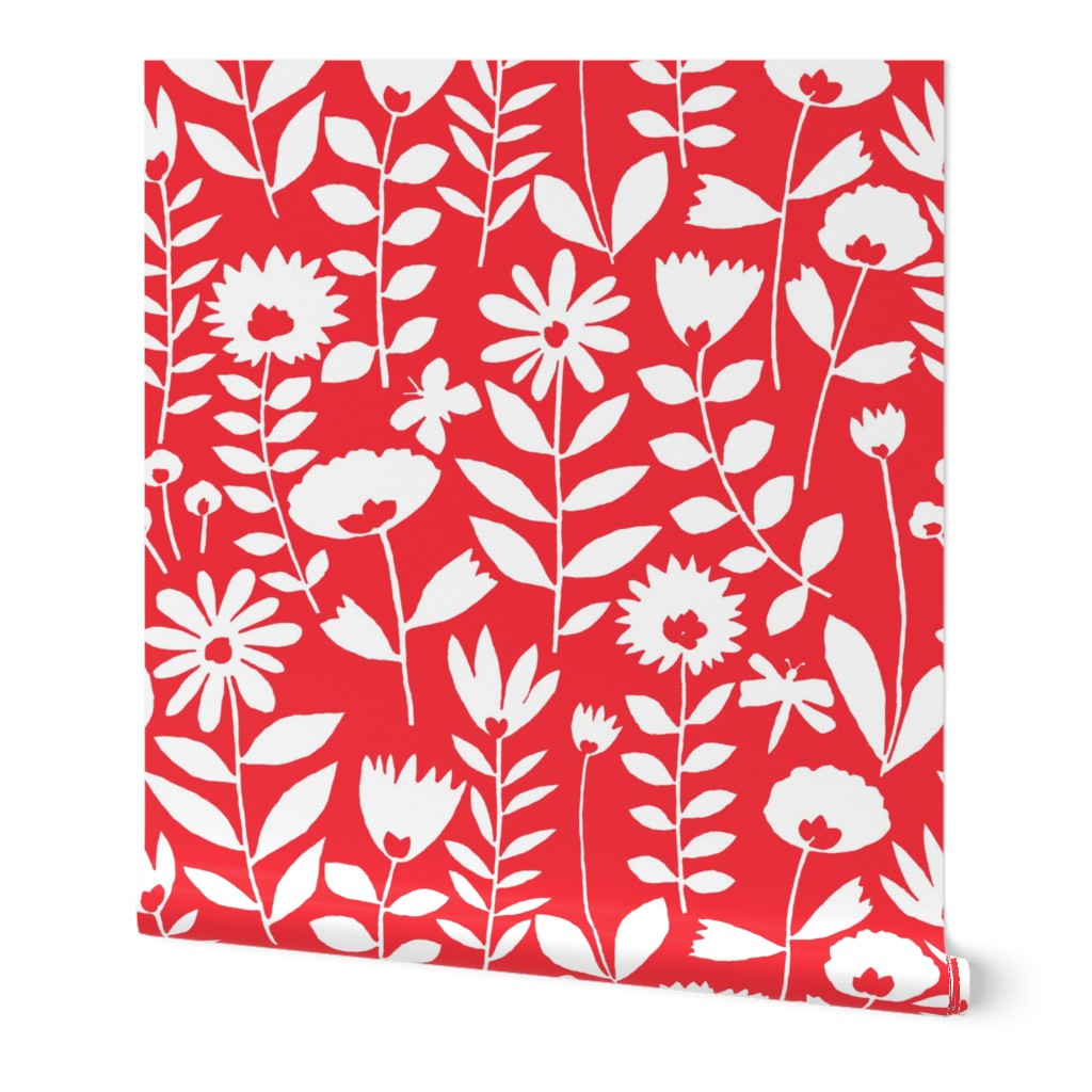 Cutout flower (white on red)