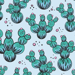 circle and dot cacti - blue