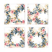 Interlocking Watercolor Floral Blossom Wreaths - large