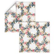 Interlocking Watercolor Floral Blossom Wreaths - large