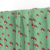 Winter wonderland red robin birds in snow mint red gender neutral SMALL