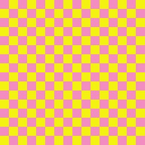 JP26 - Medium- Checkerboard in Half Inch Checks of Sunny Yellow and Pink