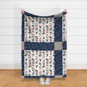 42”x36” Panel – Woodland Critter Blanket, Nursery Bedding,  Bear Moose Wolf Raccoon Fox Trees