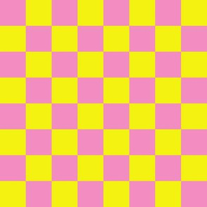 JP26 - Large - Checkerboard in 1 inch squares of Sunny Yellow and Pink