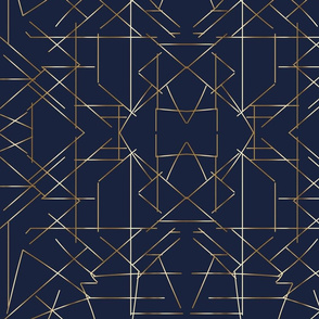 Angles gold on navy gold lines gold c