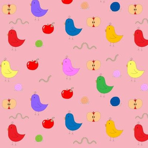 Birdies & Apples in Pink