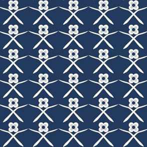 Posie Crossing: Navy & Cream Floral Geometric Pattern