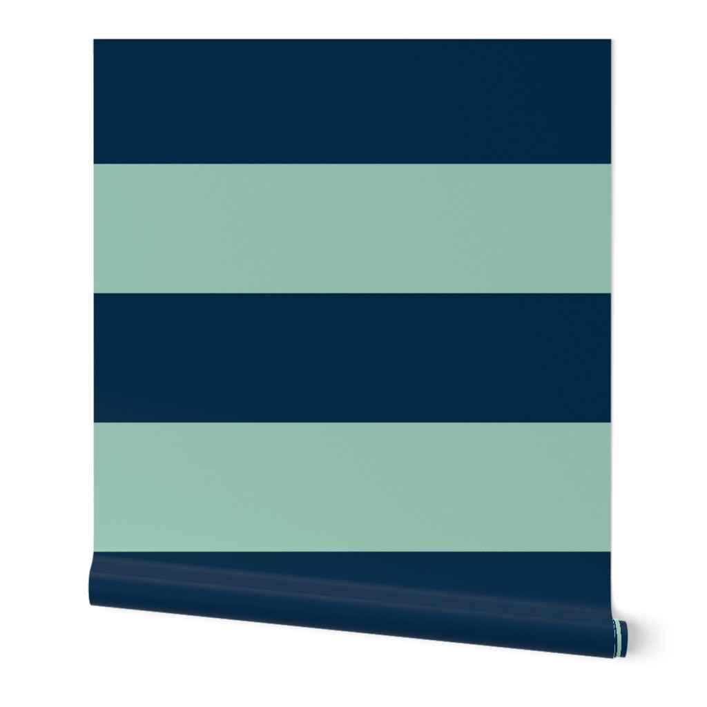 6 Inch Stripe- Navy and Spoonflower Green