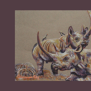 Black Rhinos Tea Towel.