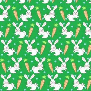 Little One - baby bunny n carrot green / blue dots