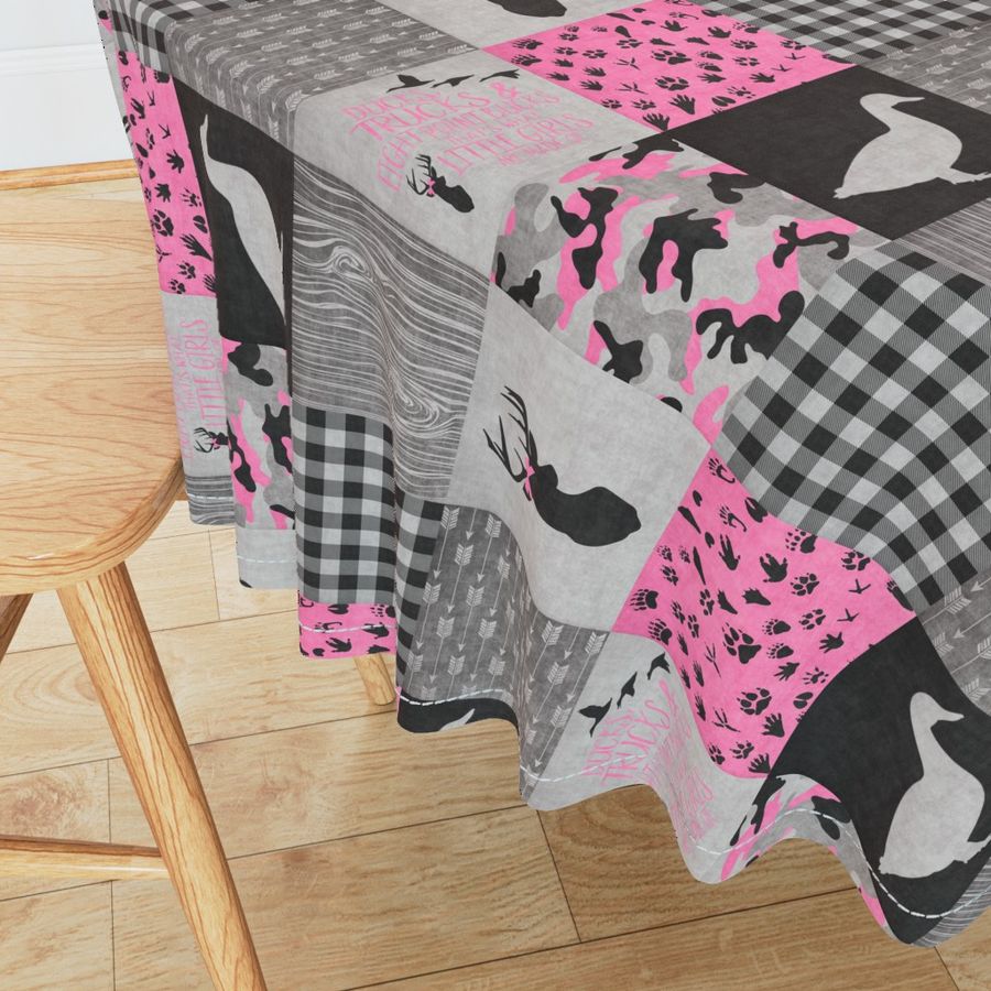 4.5 Inch Ducks & Trucks//Pink - Wholecloth Cheater Quilt - Rotated