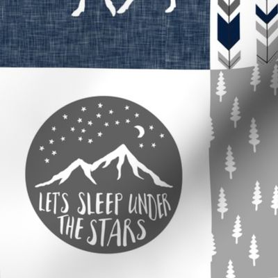 Navy and Grey Fearfully and Wonderfully Made  - Patchwork woodland quilt top 