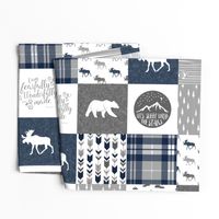 Navy and Grey Fearfully and Wonderfully Made  - Patchwork woodland quilt top  (90)