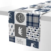 Navy and Grey Fearfully and Wonderfully Made  - Patchwork woodland quilt top  (90)