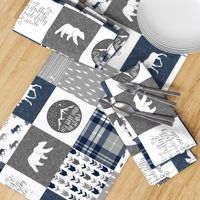 Navy and Grey Fearfully and Wonderfully Made  - Patchwork woodland quilt top  (90)