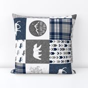 Navy and Grey Fearfully and Wonderfully Made  - Patchwork woodland quilt top  (90)